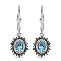 Santa Maria Aquamarine and Multi Color Diamond 1.40 ctw Ocean Blossom Earrings in Rhodium Over Sterling Silver - Sticky add to cart bar