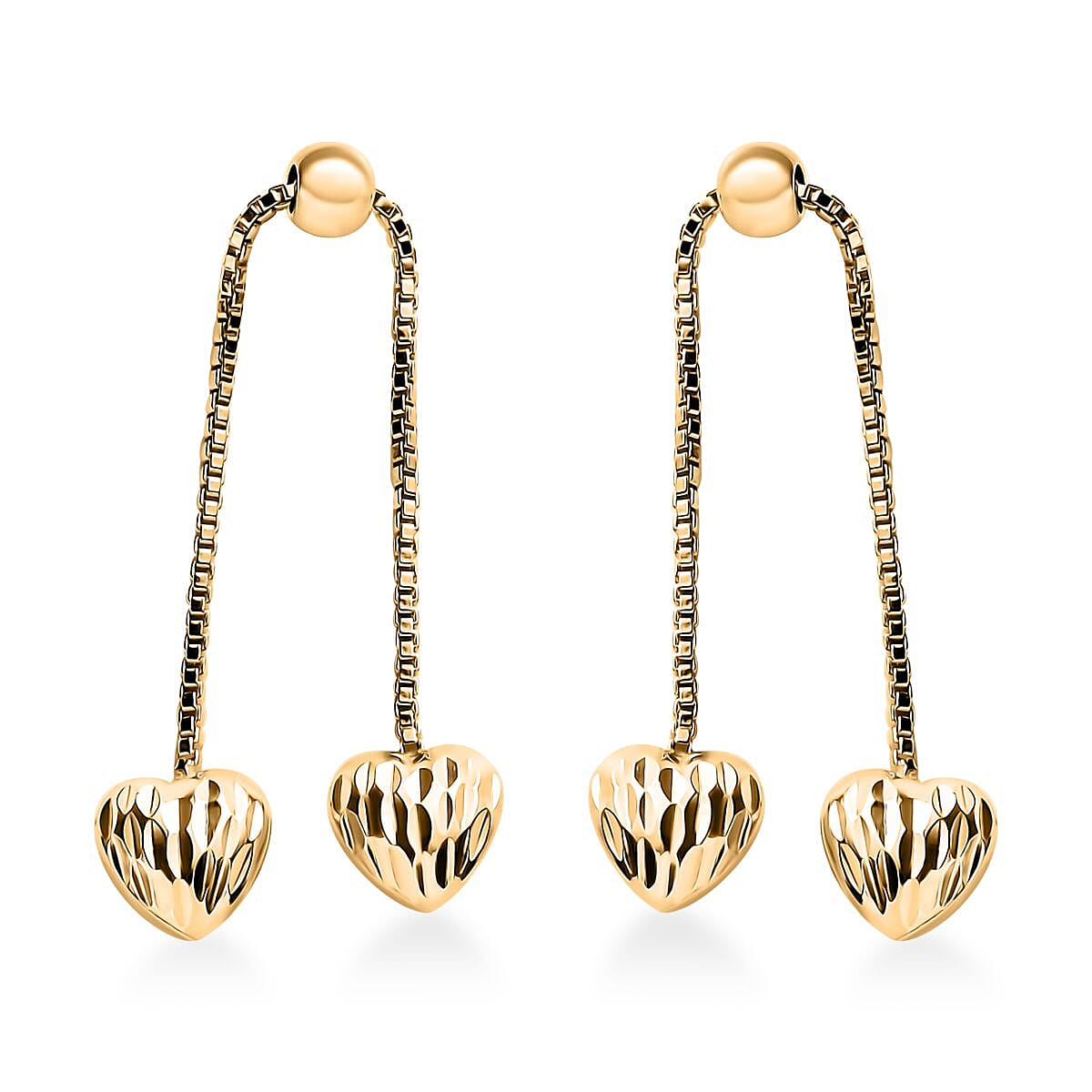 Heart Earrings in 14K Yellow Gold Over Sterling Silver 2 Grams