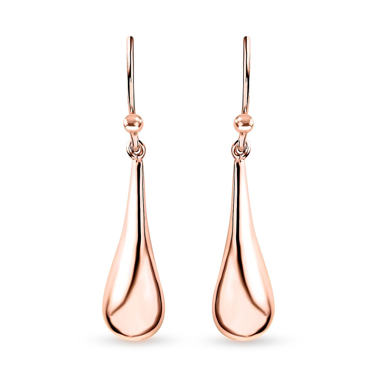 Water Drop Earrings in 14K Rose Gold Over Sterling Silver 1.95 Grams
