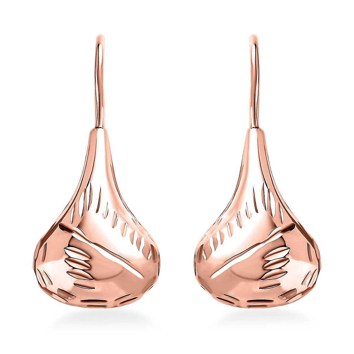 Organic Shape Teardrop Earrings in 14K RG Over Sterling Silver 2.50 Grams