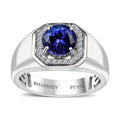 Rhapsody AAAA Tanzanite and E-F VS Diamond 2.60 ctw Men's Ring in 950 Platinum 11.50 Grams - Sticky add to cart bar