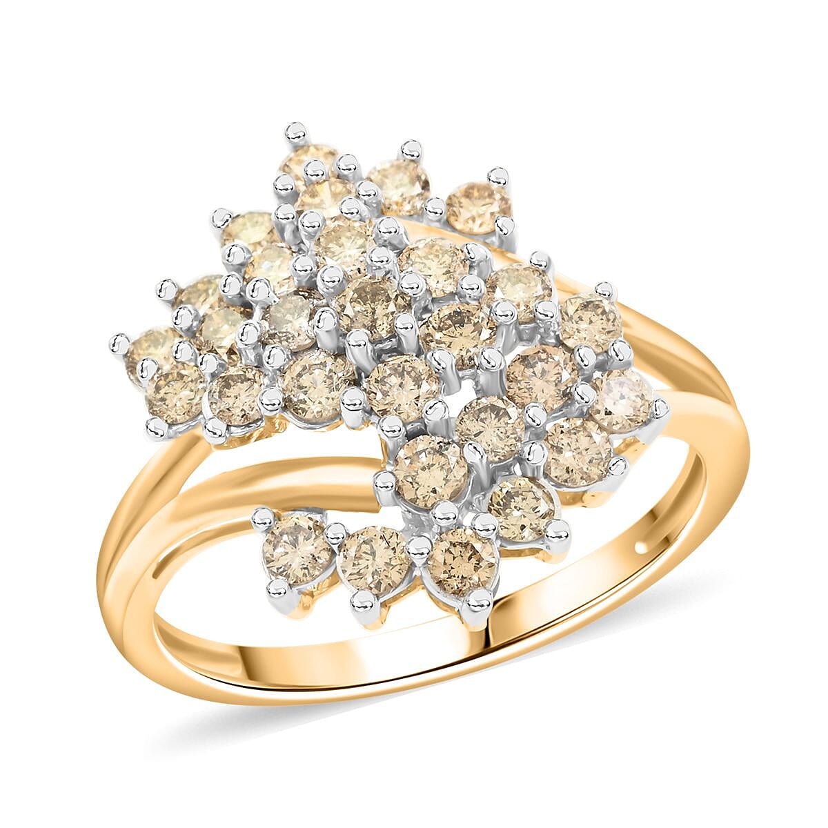 Mega Clearance New York Closeout 10K Yellow Gold Diamond Floral Ring (Size 10.0) 1.00 ctw