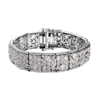 Epic Deal Moon Glow Stone, White Zircon Bracelet in Rhodium Over Sterling Silver (7.25 In) 29.10 ctw