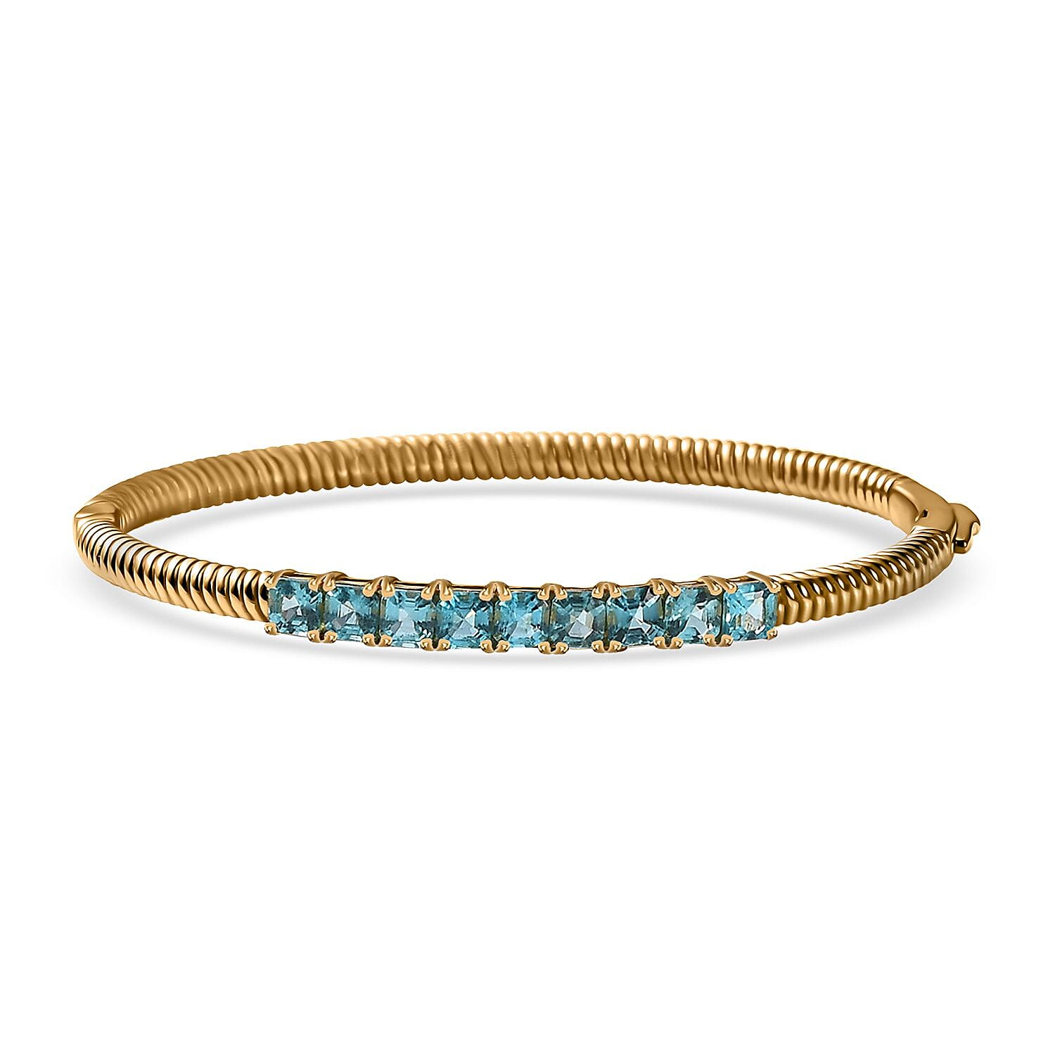 Karis Betroka Blue Apatite Bangle Bracelet in 18K YG Plated (6.50 In) 3.30 ctw