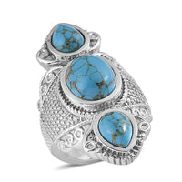 Malagasy Labradorite 10.00 ctw 3 Stone Ring in Stainless Steel (Size 10.0)