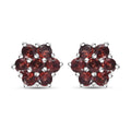 Mozambique Garnet Floral Stud Earrings in Stainless Steel 2.15 ctw - Sticky add to cart bar
