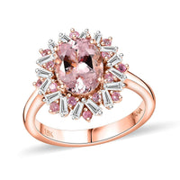 Iliana 18K Rose Gold AAA Pink Morganite, Mahenge Spinel, Diamond (G-H, SI) (0.48 cts) Ring (Size 7.0) (5.50 g) 2.50 ctw