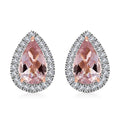 Luxoro AAAA Pink Morganite and G-H I2 Diamond 1.83 ctw Stud Earrings in 14K Rose Gold - Sticky add to cart bar