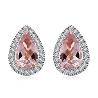 Luxoro AAAA Pink Morganite and G-H I2 Diamond 1.83 ctw Stud Earrings in 14K Rose Gold