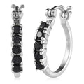 Thai Black Spinel Hoop Earrings in Stainless Steel 1.50 ctw - Sticky add to cart bar