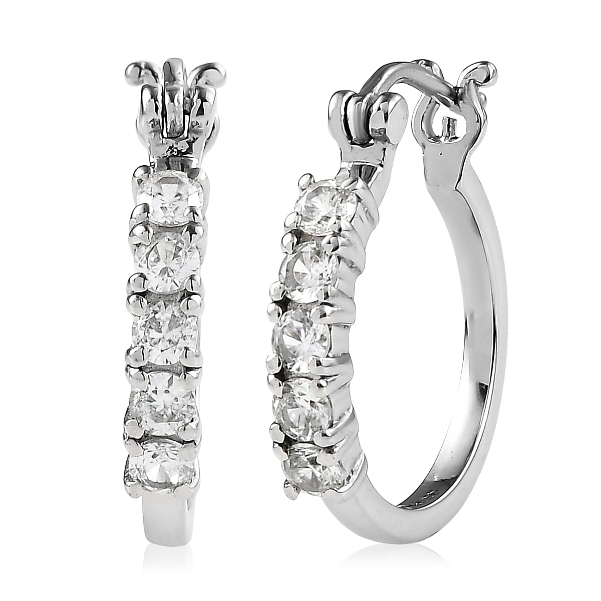 EverTrue White Zircon 1.75 ctw Hoop Earrings in Stainless Steel