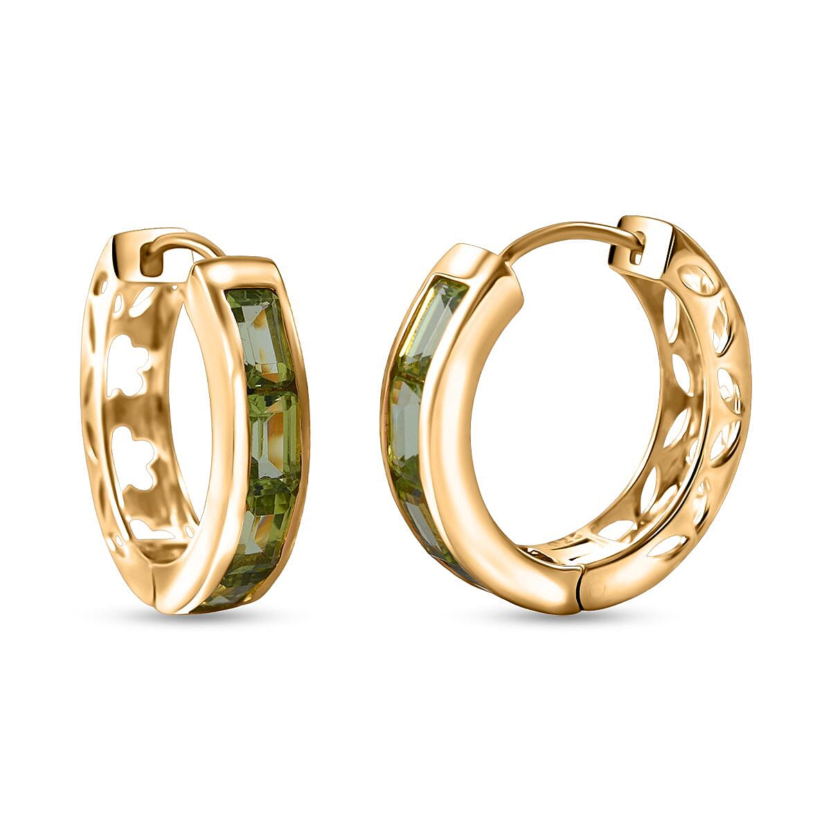Premium Hebei Peridot 4.75 ctw Hoop Earrings in Vermeil Yellow Gold Over Sterling Silver