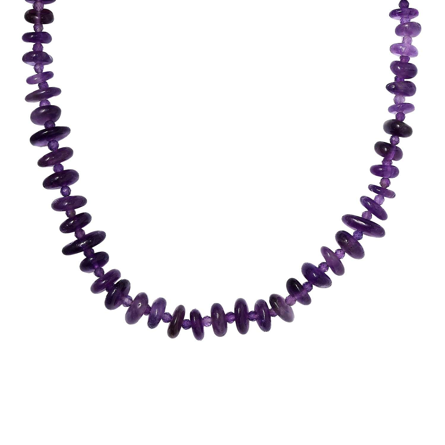 African Amethyst 240.00 ctw Necklace in Rhodium Over Sterling Silver 20 Inches