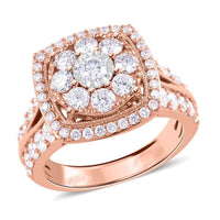 10K Rose Gold G-H SI Diamond Square Shaped Ring (Size 5.0) 7.30 Grams 2.00 ctw