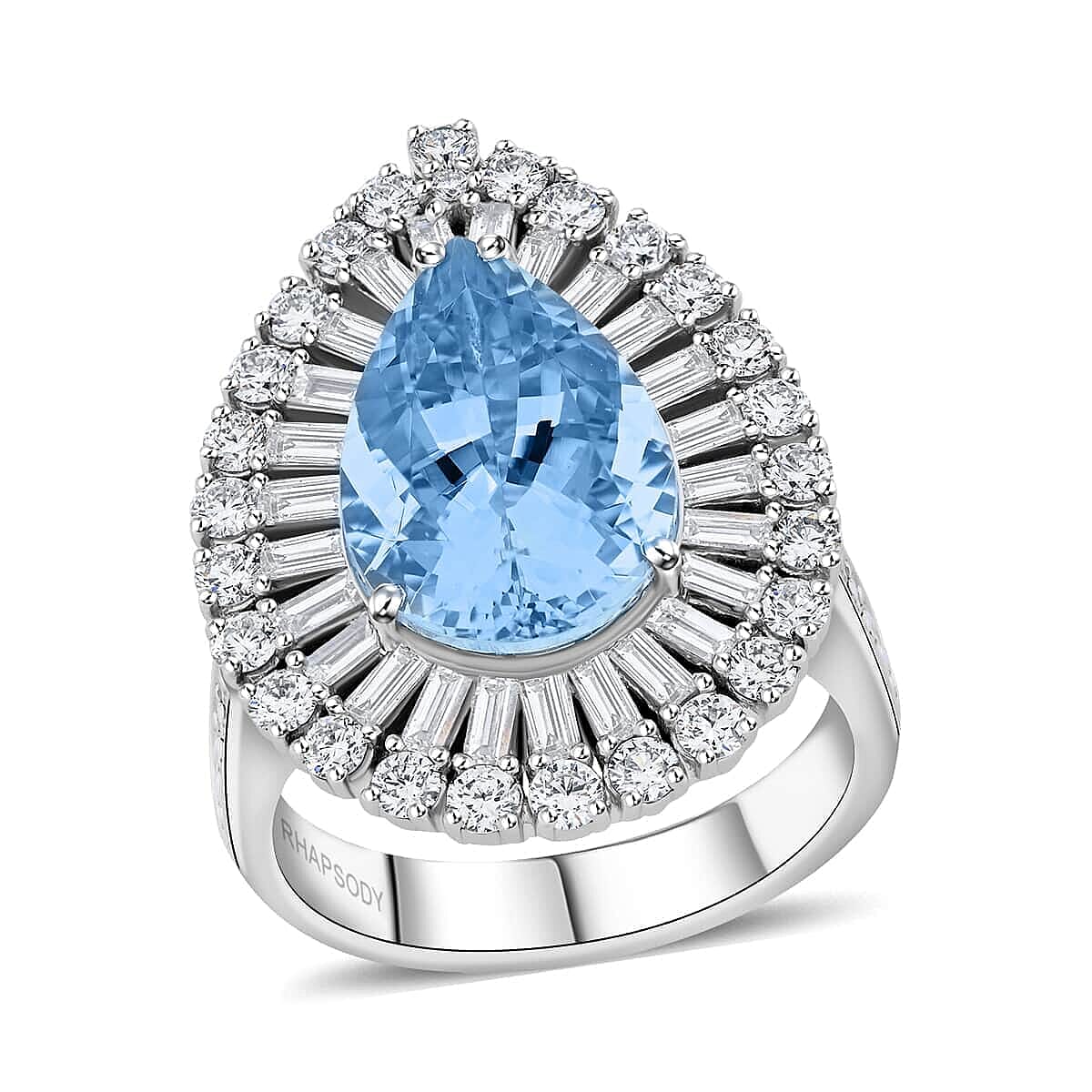 Chairman Vault Collection Certified & Appraised Rhapsody 950 Platinum AAAA Santa Maria Aquamarine (5.08 cts), Diamond (E-F, VS) (1.92 cts) Ring (Size 9.0) (14.62 g) 7.00 ctw