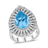 Chairman Vault Collection Certified & Appraised Rhapsody 950 Platinum AAAA Santa Maria Aquamarine (5.08 cts), Diamond (E-F, VS) (1.92 cts) Ring (Size 9.0) (14.62 g) 7.00 ctw