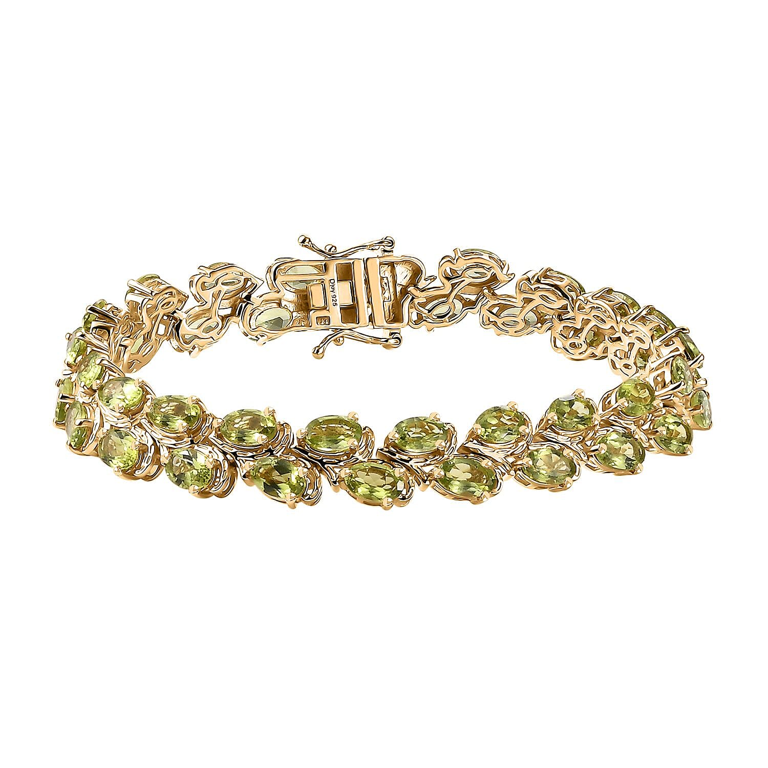 Peridot 17.75 ctw Bracelet in 18K Vermeil Yellow Gold Over Sterling Silver (7.25 In)
