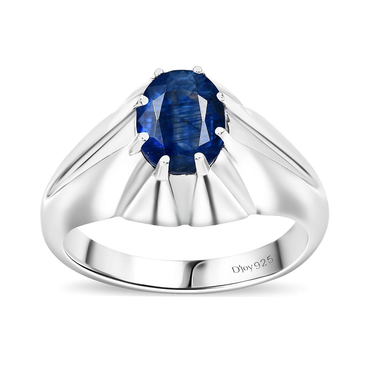 Kashmir Kyanite Star Men's Ring in Rhodium Over Sterling Silver (Size 10.0) 2.50 ctw