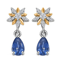 D'Joy Kashmir Kyanite and White Zircon 1.20 ctw Drop Earrings in Vermeil YG and Rhodium Over Sterling Silver