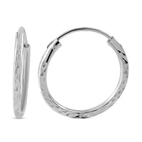 Textured Hoop Earrings in Sterling Silver 1.25 Grams