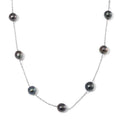 Tahitian Pearl 8-9mm Station Necklace (20 Inches) in Rhodium Over Sterling Silver - Sticky add to cart bar