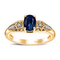 Kashmir Kyanite, Diamond Shooting Star Ring in 18K Vermeil YG Over Sterling Silver (Size 7.0) 1.15 ctw - Sticky add to cart bar
