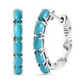 D'Joy Sleeping Beauty Turquoise 1.90 ctw Fish Hoop Earrings in Rhodium Over Sterling Silver - Sticky add to cart bar