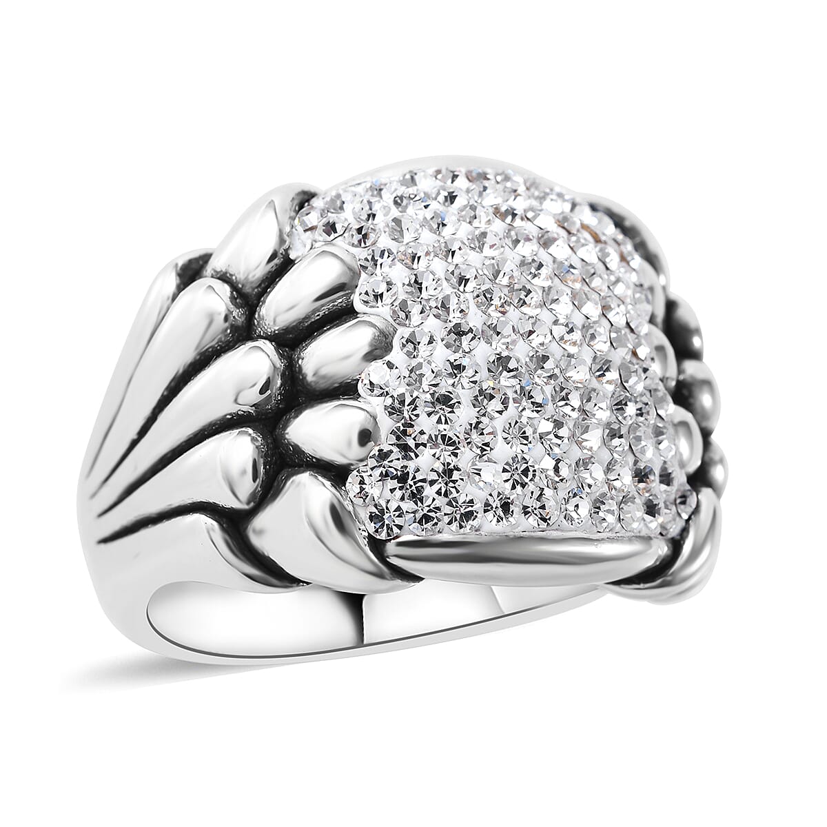 White Austrian Crystal Ring in Sterling Silver (Size 10)