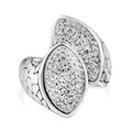White Austrian Crystal Bypass Ring in Sterling Silver (Size 10.0) - Sticky add to cart bar