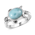Artisan Crafted Premium Larimar Turtle Ring in Black Oxidized Sterling Silver (Size 7.0) 3.00 ctw - Sticky add to cart bar