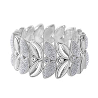 White Austrian Crystal Stretch Bracelet in Sterling Silver (7.25 In)
