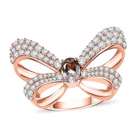 Pink Morganite and Moissanite 1.70 ctw Ring in 18K Vermeil Rose Gold Over Sterling Silver