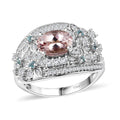 Pink Morganite, Multi Gemstone Ring in Rhodium Over Sterling Silver (Size 8.0) 2.10 ctw - Sticky add to cart bar