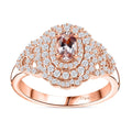 Pink Morganite, Moissanite Cocktail Ring in 18K Vermeil RG Over Sterling Silver (Size 8.0) 1.20 ctw - Sticky add to cart bar