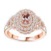 Pink Morganite, Moissanite Cocktail Ring in 18K Vermeil RG Over Sterling Silver (Size 8.0) 1.20 ctw
