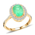 Certified & Appraised Luxoro 14K Yellow Gold AAA Boyaca Colombian Emerald, Diamond (I2) (0.49 cts) Ring (Size 10.0) 2.65 ctw - Sticky add to cart bar