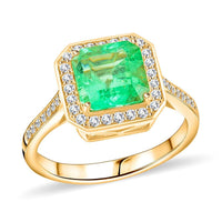 Certified & Appraised Luxoro 14K Yellow Gold AAA Boyaca Colombian Emerald, Diamond (I2) (0.29 cts) Ring (Size 10.0) 2.15 ctw