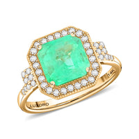 Certified & Appraised Luxoro 14K Yellow Gold AAA Boyaca Colombian Emerald, Diamond (I2) (0.36 cts) Ring (Size 10.0) 3.00 ctw