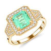 Certified & Appraised Luxoro 14K Yellow Gold AAA Boyaca Colombian Emerald, Diamond (I2) (0.33 cts) Ring (Size 10.0) (5.64 g) 2.10 ctw