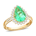 Certified & Appraised Luxoro 14K Yellow Gold AAA Boyaca Colombian Emerald, Diamond (I2) (0.49 cts) Ring (Size 10.0) (4.25 g) 3.10 ctw - Sticky add to cart bar
