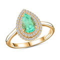 Certified & Appraised Luxoro AAA Boyaca Colombian Emerald and I2 Diamond 1.50 ctw Ring in 14K Yellow Gold 4.25 Grams - Sticky add to cart bar