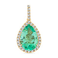 Certified & Appraised Luxoro AAA Boyaca Colombian Emerald and I2 Diamond 3.60 ctw Pendant in 14K Yellow Gold - Sticky add to cart bar