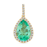 Certified & Appraised Luxoro AAA Boyaca Colombian Emerald and I2 Diamond 3.60 ctw Pendant in 14K Yellow Gold