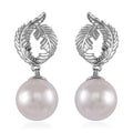 White Shell Pearl Drop Earrings in Silvertone - Sticky add to cart bar