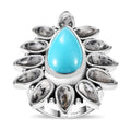 Artisan Crafted Lagoon Turquoise, White Buffalo Ring in Sterling Silver (Size 10.0) 14.40 ctw - Sticky add to cart bar