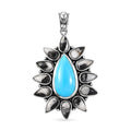 Artisan Crafted Sleeping Beauty Turquoise and White Buffalo 15.40 ctw Floral Pendant without Chain in Sterling Silver - Sticky add to cart bar