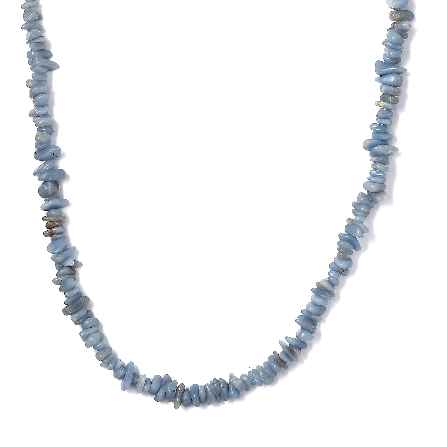 Mexican Angelite Chips 350.00 ctw Necklace 28 Inches