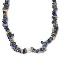 Sodalite Chips and Freshwater Pearl 286.00 ctw Necklace 28 Inches