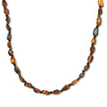 Tiger's Eye and Thai Black Spinel 88.00 ctw Necklace in Stainless Steel 20 Inches - Sticky add to cart bar