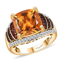Santa Ana Madeira Citrine and Multi Gemstone 5.75 ctw Ring in 18K Vermeil Yellow Gold Over Sterling Silver (Size 10.0)